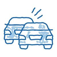 overtaking previous car doodle icon hand drawn illustration vector