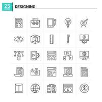 25 Designing icon set vector background