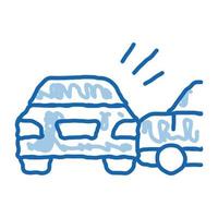 colisión de dos coches doodle icono dibujado a mano ilustración vector