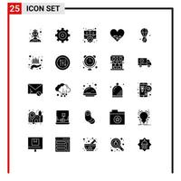 Set of 25 Modern UI Icons Symbols Signs for ear chocolate management like heart Editable Vector Design Elements