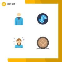 Pack of 4 Modern Flat Icons Signs and Symbols for Web Print Media such as avatar avatar people global female Editable Vector Design Elements