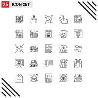 Group of 25 Lines Signs and Symbols for content management concept earth zoom out Editable Vector Design Elements