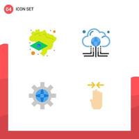 Pack of 4 Modern Flat Icons Signs and Symbols for Web Print Media such as brazil globe cloud global technical Editable Vector Design Elements