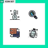 Modern Set of 4 Filledline Flat Colors Pictograph of appliance dialog food lost pollution Editable Vector Design Elements