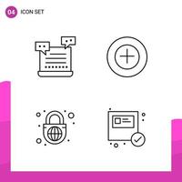 Outline Icon set Pack of 4 Line Icons isolated on White Background for responsive Website Design Print and Mobile Applications vector