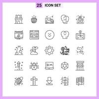 25 Icons in Line Style Outline Symbols on White Background Creative Vector Signs for Web mobile and Print