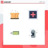 Set of 4 Commercial Flat Icons pack for bakery support food info business Editable Vector Design Elements