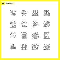 Outline Pack of 16 Universal Symbols of security network form hacker regulation Editable Vector Design Elements