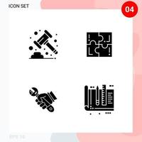 Vector Pack of 4 Icons in Solid Style Creative Glyph Pack isolated on White Background for Web and Mobile