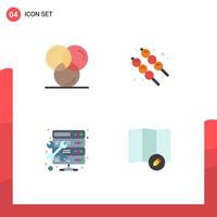 Editable Vector Line Pack of 4 Simple Flat Icons of coding hosting development food setting Editable Vector Design Elements