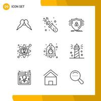 9 Icon Set Line Style Icon Pack Outline Symbols isolated on White Backgound for Responsive Website Designing vector