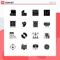 Set of 16 Vector Solid Glyphs on Grid for interior drug modern cocaine webpage Editable Vector Design Elements