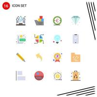 Group of 16 Flat Colors Signs and Symbols for finance business transportation money finance Editable Pack of Creative Vector Design Elements