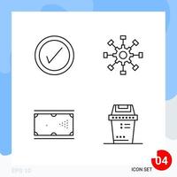 Modern Pack of 4 Icons Line Outline Symbols isolated on White Backgound for Website designing vector