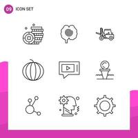 Outline Icon set Pack of 9 Line Icons isolated on White Background for responsive Website Design Print and Mobile Applications vector