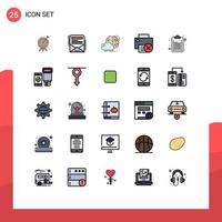 25 Thematic Vector Filled line Flat Colors and Editable Symbols of check list hardware creative gadget computers Editable Vector Design Elements