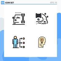 Universal Icon Symbols Group of 4 Modern Filledline Flat Colors of car connect service sewage network Editable Vector Design Elements