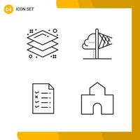 4 Icon Set Line Style Icon Pack Outline Symbols isolated on White Backgound for Responsive Website Designing vector