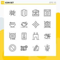 Collection of 16 Universal Line Icons Icon Set for Web and Mobile vector