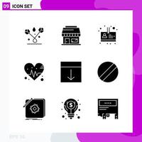 Solid Icon set Pack of 9 Glyph Icons isolated on White Background for Web Print and Mobile vector