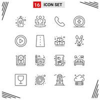 16 Icons Line Style Grid Based Creative Outline Symbols for Website Design Simple Line Icon Signs Isolated on White Background 16 Icon Set vector