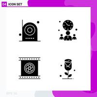 Solid Icon set Pack of 4 Glyph Icons isolated on White Background for Web Print and Mobile vector