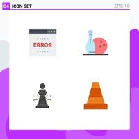 Flat Icon Pack of 4 Universal Symbols of error chess page bowling strategy Editable Vector Design Elements