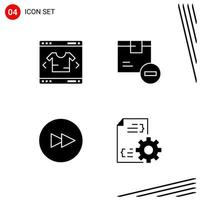 Collection of 4 Vector Icons in solid style Pixle Perfect Glyph Symbols for Web and Mobile Solid Icon Signs on White Background 4 Icons