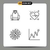 Stock Vector Icon Pack of 4 Line Signs and Symbols for cinema task medical management atm Editable Vector Design Elements