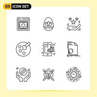 9 Creative Icons for Modern website design and responsive mobile apps 9 Outline Symbols Signs on White Background 9 Icon Pack vector