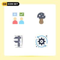 Modern Set of 4 Flat Icons and symbols such as answers measure tick nature calipers Editable Vector Design Elements