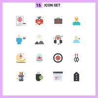 Pictogram Set of 16 Simple Flat Colors of person happy love face avatar Editable Pack of Creative Vector Design Elements