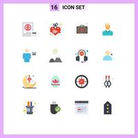 Pictogram Set of 16 Simple Flat Colors of person happy love face avatar Editable Pack of Creative Vector Design Elements