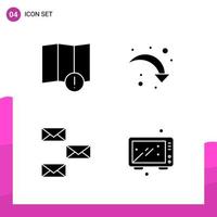 Glyph Icon set Pack of 4 Solid Icons isolated on White Background for responsive Website Design Print and Mobile Applications vector