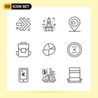 9 Creative Icons for Modern website design and responsive mobile apps 9 Outline Symbols Signs on White Background 9 Icon Pack vector