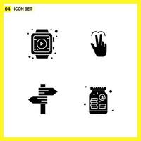 4 Icon Set Simple Solid Symbols Glyph Sign on White Background for Website Design Mobile Applications and Print Media vector