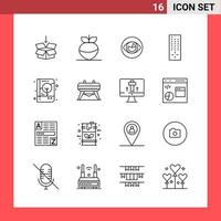 16 Icon Pack Line Style Outline Symbols on White Background Simple Signs for general designing vector