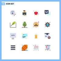 16 Thematic Vector Flat Colors and Editable Symbols of leaf message corona feedback chatting Editable Pack of Creative Vector Design Elements