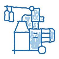 milk bottle transfer machine doodle icon hand drawn illustration vector