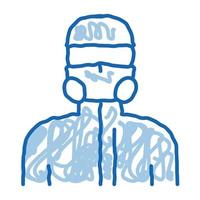 humano en máscara protectora doodle icono dibujado a mano ilustración vector