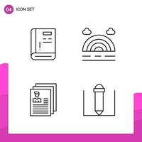 Outline Icon set Pack of 4 Line Icons isolated on White Background for responsive Website Design Print and Mobile Applications vector