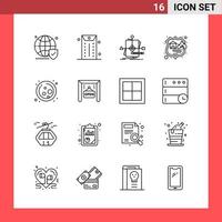 16 Icon Pack Line Style Outline Symbols on White Background Simple Signs for general designing vector