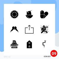 Set of 9 Vector Solid Glyphs on Grid for send arrow pill men movember Editable Vector Design Elements