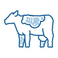 milch cow doodle icon hand drawn illustration vector