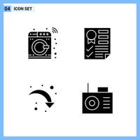 4 Icons Solid style Creative Glyph Symbols Black Solid Icon Sign Isolated on White Background vector