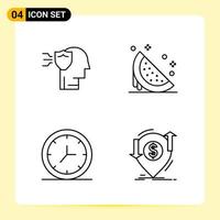 4 Creative Icons for Modern website design and responsive mobile apps 4 Outline Symbols Signs on White Background 4 Icon Pack vector