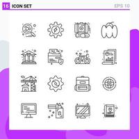 Set of 16 icons in Line style Creative Outline Symbols for Website Design and Mobile Apps Simple Line Icon Sign Isolated on White Background 16 Icons vector