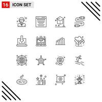 Outline Pack of 16 Universal Symbols of share sata search cable hat Editable Vector Design Elements