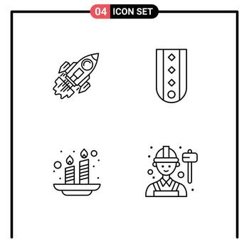 4 Line concept for Websites Mobile and Apps startup rank launch diamonds candles Editable Vector Design Elements