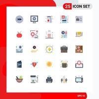 Pack of 25 creative Flat Colors of job website bag coffee web builder making website Editable Vector Design Elements